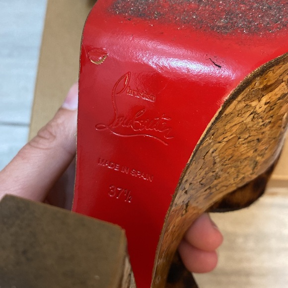 Super dombasle 160 pony leopard heels - red bottoms cork cheetah print -Y2K 37.5 - Picture 8 of 10